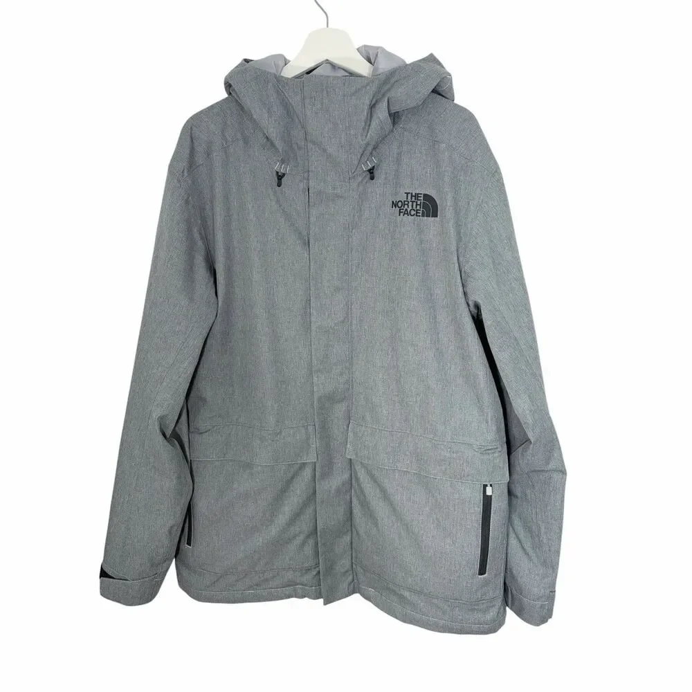 The North Face Mens Large Hooded Decent Jacket Gray Full Zip No Lining